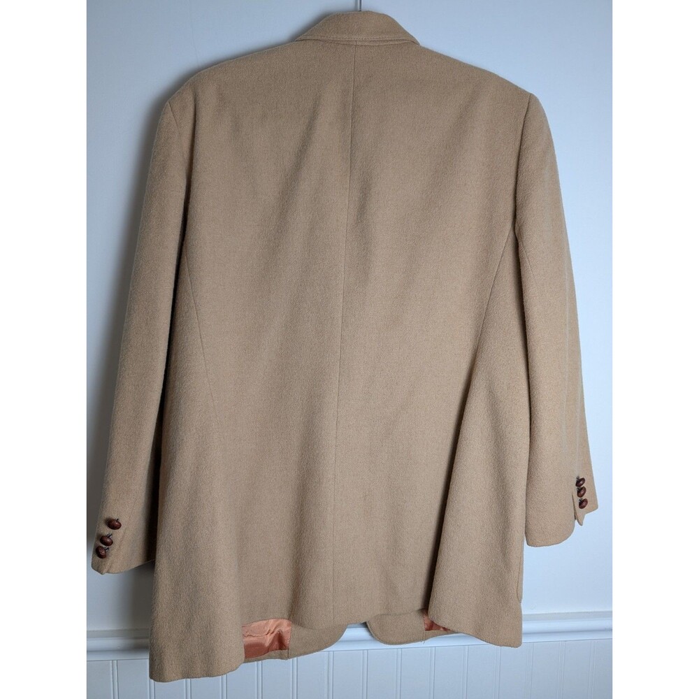 Vintage Lauren Ralph Lauren Women Blazer Leather Buttons Camel Hair 16W Preppy - Picture 5 of 14